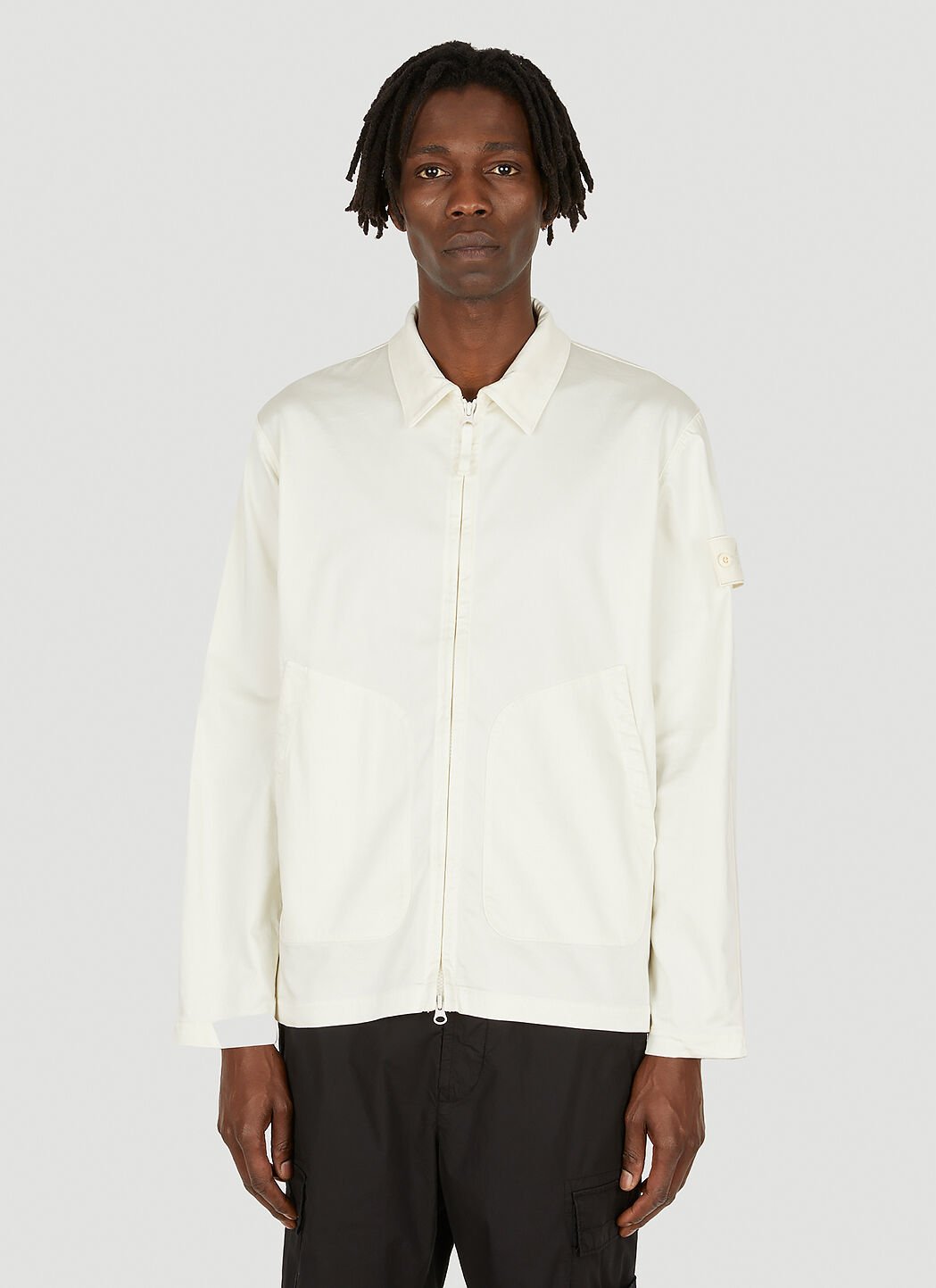 Stone Island ホワイト ジップアップオーバーシャツジャケット | LN-CC®