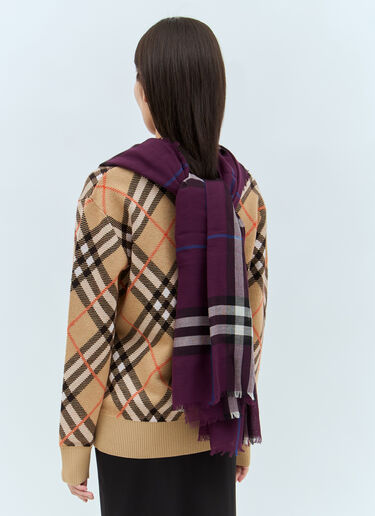 Burberry Giant Check Wool Scarf Purple bur0257025