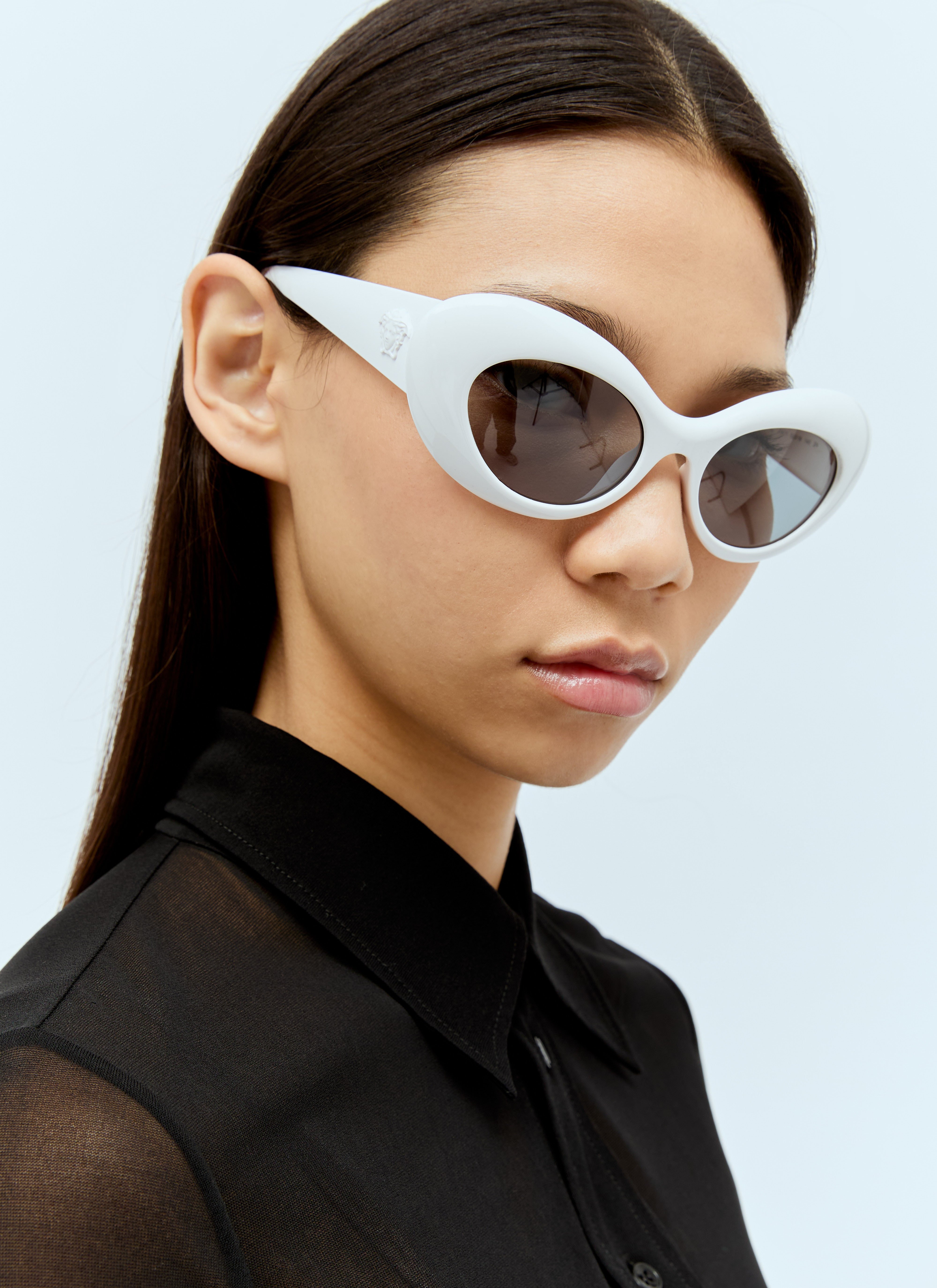 Versace Oval Cat-Eye Sunglasses White ver0258021
