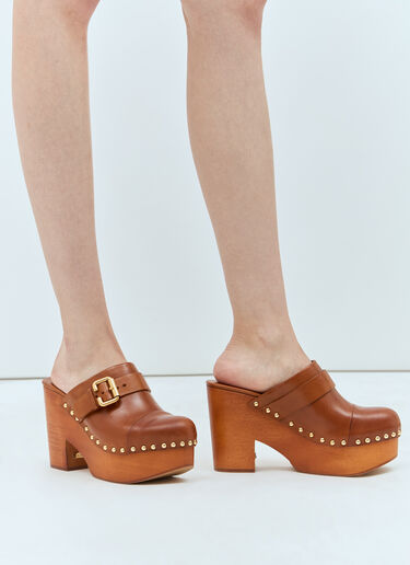 Chloé Jeannete Wedge Clogs Brown chl0257029