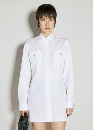 Prada Classic Shirt With Embellished Buttons Beige pra0256027