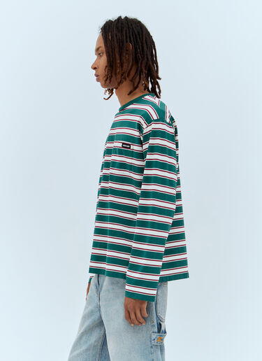 Miu Miu Long-Sleeve Striped T-Shirt Green miu0157005