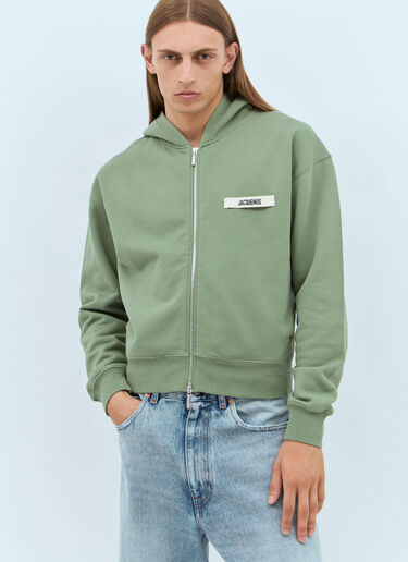 Jacquemus Le Hoodie Zip Gros Grain Sweatshirt Green jac0158016