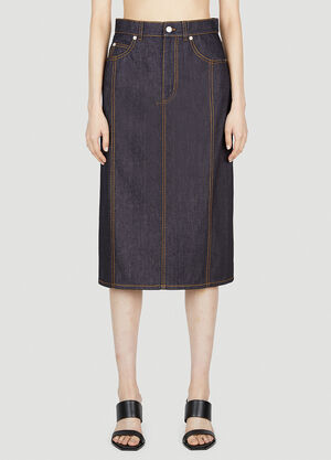 Alexander McQueen Contrast Stitching Denim Skirt Black amq0252012