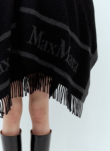 Max Mara Wool Cloak With Fringes Black max0257034