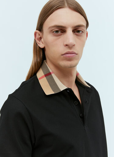 Burberry Check Collar Polo Shirt Black bur0153030