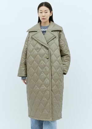Issey Miyake Shiny Quilt Coat White ism0254005