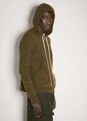 Rick Owens Zip-Up Hooded Sweater Brown ric0157016