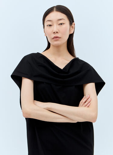 Issey Miyake Draped Neckline Midi Dress Black ism0257003