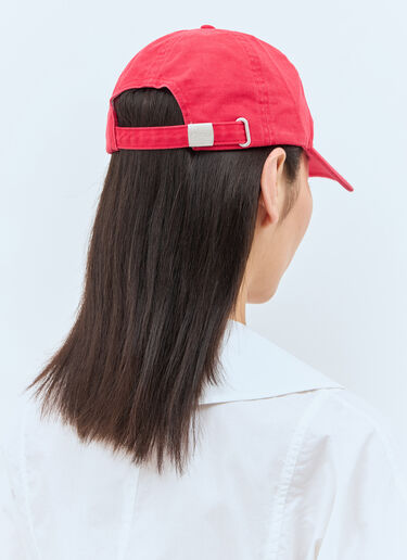 GANNI Logo Embroidery Baseball Cap Red gan0257061