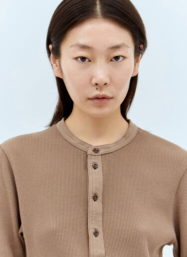 Acne Studios Waffle Knit Button-Up Top Brown acn0257022