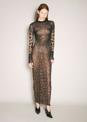 Jean Paul Gaultier Leopard Mesh Maxi Dress Brown jpg0258036