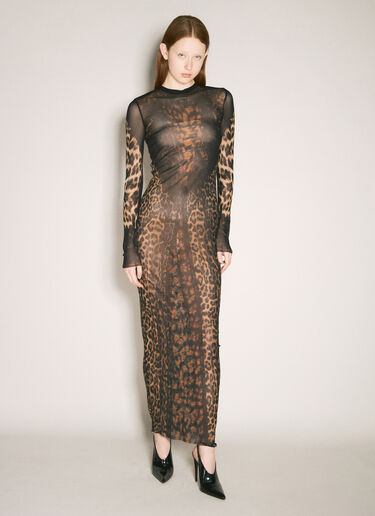 Jean Paul Gaultier Leopard Mesh Maxi Dress Brown jpg0258036