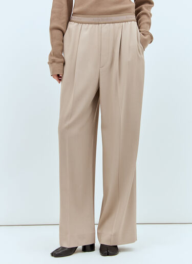 Acne Studios Logo Waistband Tailored Pants Beige acn0257018