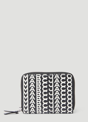 Acne Studios 모노그램 가죽 집 어라운드 지갑 블랙 acn0355013
