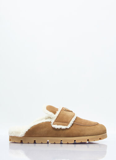 Prada Shearling Slippers Brown pra0258037