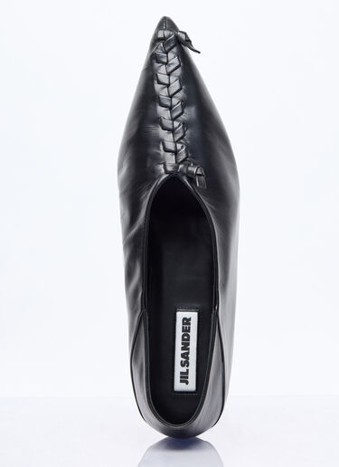 Jil Sander Leather Pointed Ballerina Flats Black jil0256017