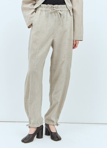 GANNI Melange Suiting Pants Beige gan0257002