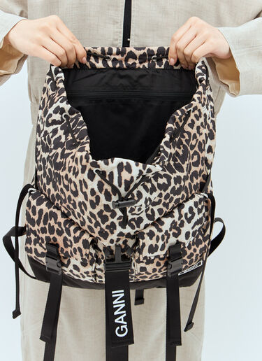 GANNI Leopard Tech Backpack Beige gan0257055