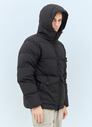 Stone Island Crinkled Hooded Down Jacket Black sto0158026