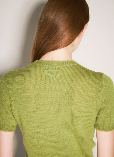 Prada Cashmere T-Shirt Green pra0258053