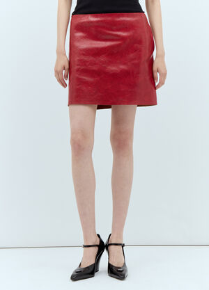 Prada Craquelé Leather Mini Skirt Beige pra0256027