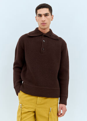 Dries Van Noten Mudra Polo Sweater Dark Brown dvn0158018