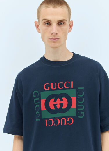 Gucci Logo Print T-Shirt Navy guc0157007