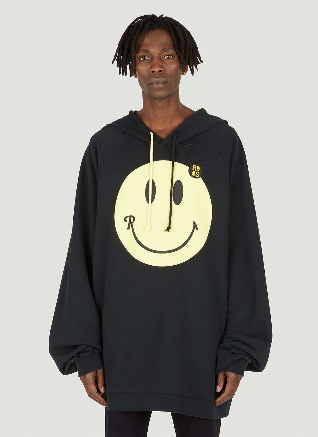 Raf Simons x Smiley Big Fit Anniversary Hooded Sweatshirt in Black