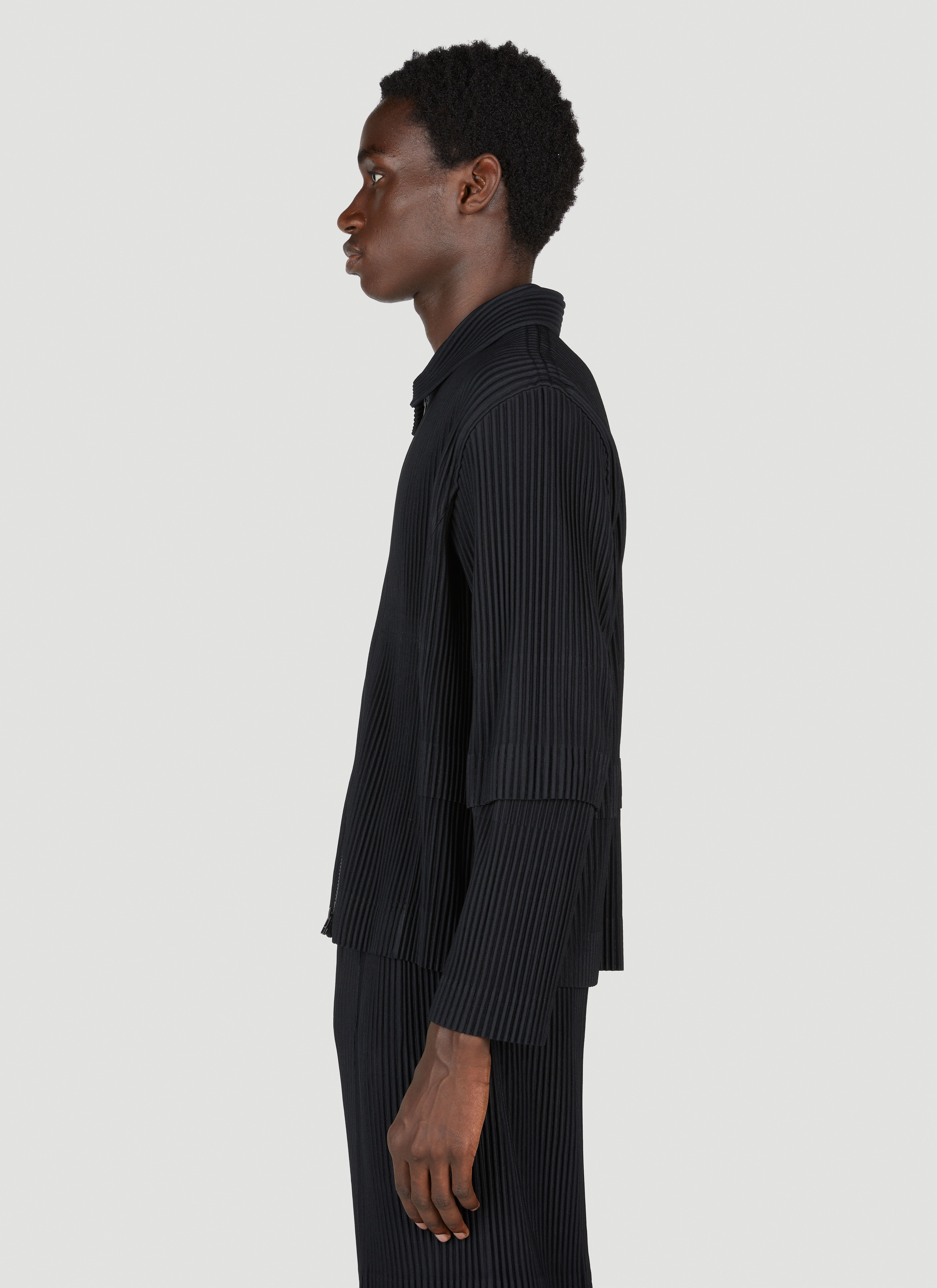 Homme Plissé Issey Miyake Pleated Zip Up Jacket in Black | LN-CC®