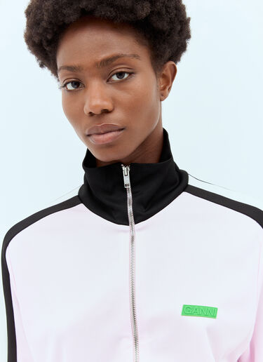 GANNI Sporty Jersey Track Jacket Pink gan0257029