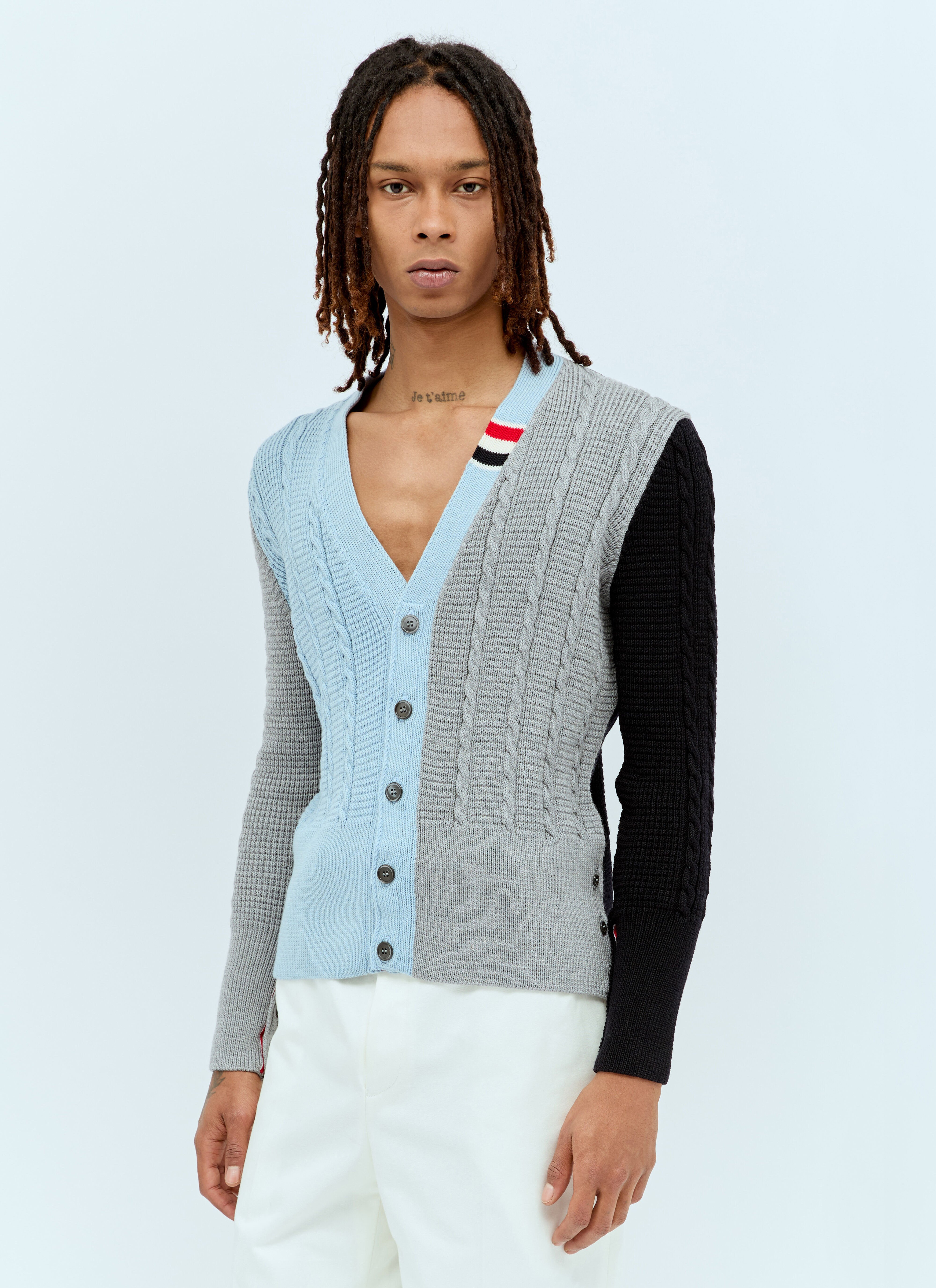Thom Browne Cable Knit Cardigan Grey thb0156006