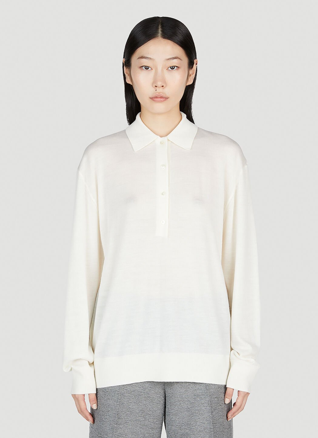 TOTEME Knit Polo Shirt in Cream | LN-CC®