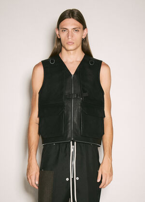 The Row Utility Leather Vest Navy row0158008