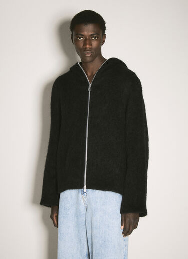 Our Legacy Hairy Zip-Up Hooded Cardigan Black our0158009