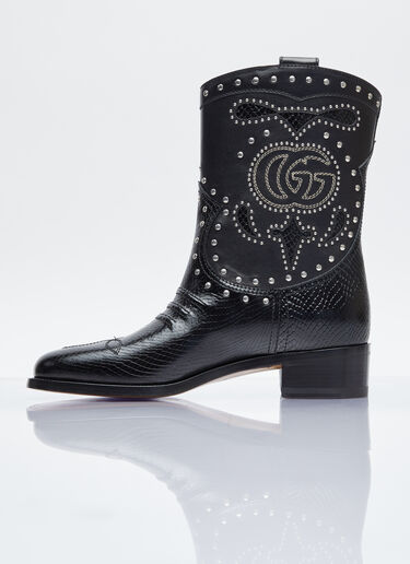 Gucci Double G Studded Leather Boots Black guc0253092