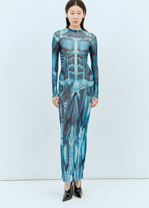 Jean Paul Gaultier Ecorche Mesh Maxi Dress Blue jpg0258011