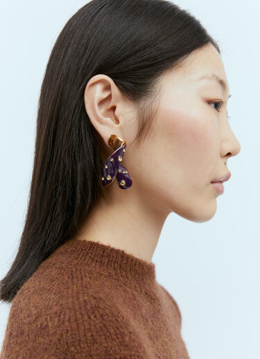 Dries Van Noten ツイストエンベリッシュド ドロップピアス パープル dvn0254045