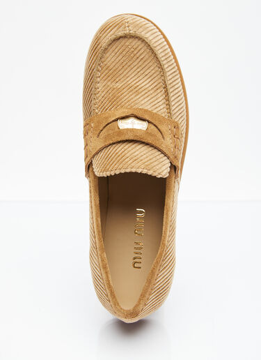 Miu Miu Corduroy Loafers Brown miu0255017