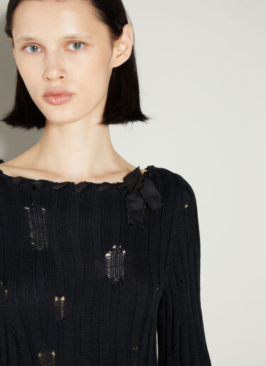 MM6 Maison Margiela Distressed Knit Dress Black mmm0254004