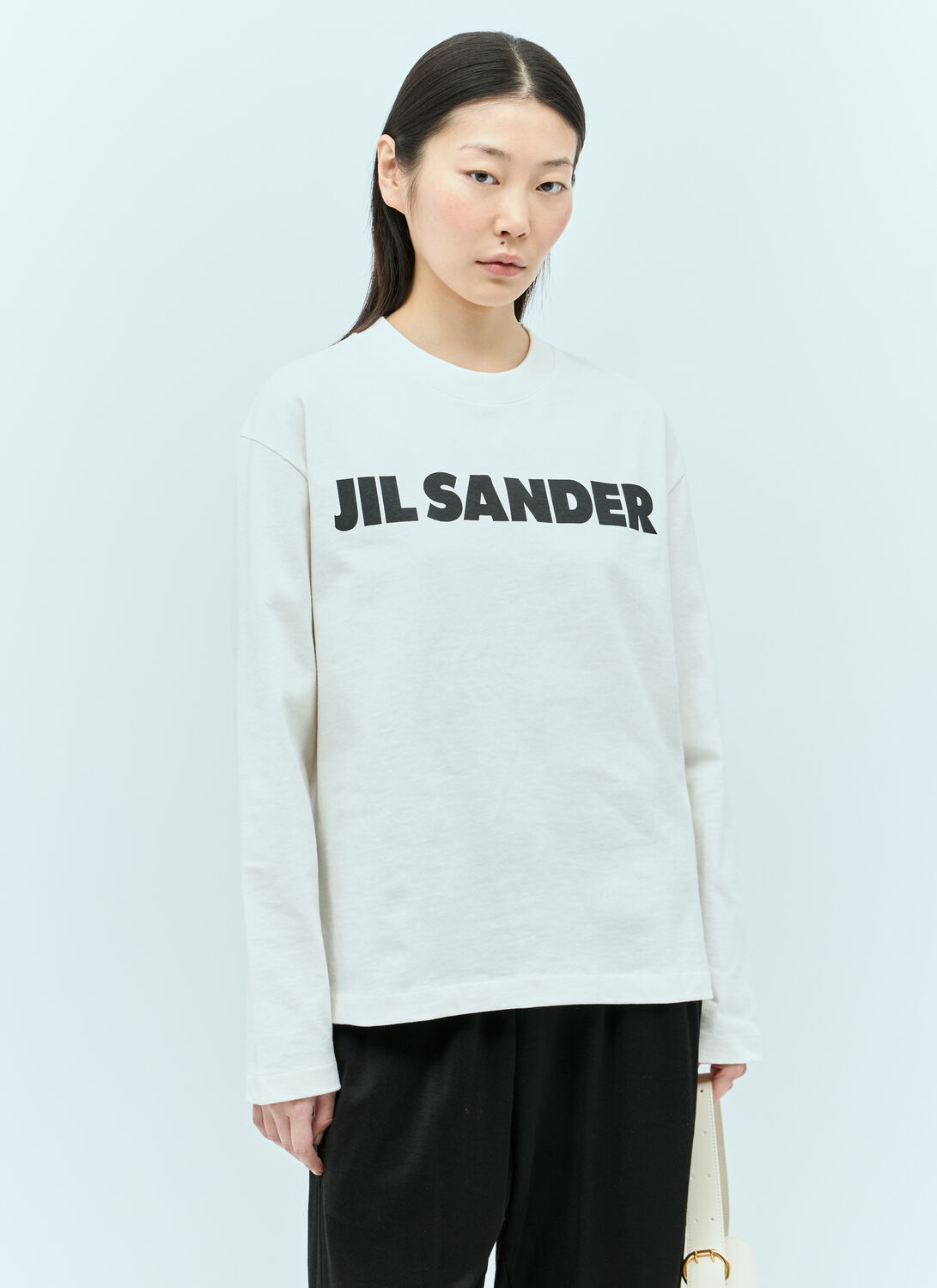 Shop Jil Sander Logo Print Long-sleeve T-shirt In White