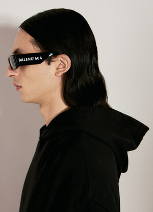 Balenciaga Maxi Logo Rectangular Sunglasses Black bcs0153001