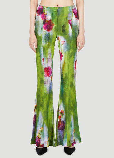 Acne Studios Floral Print Flared Pants Green acn0254034