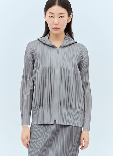 Pleats Please Issey Miyake Pleated Hooded Sweatshirt Grey plp0257035