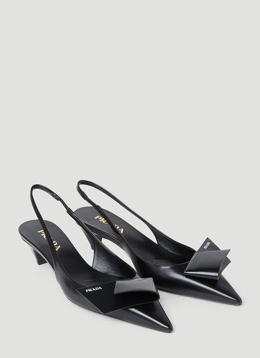 Prada Logo Slingback Heels Black pra0254050