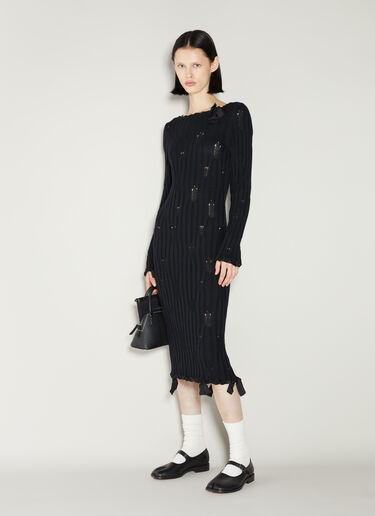 MM6 Maison Margiela Distressed Knit Dress Black mmm0254004