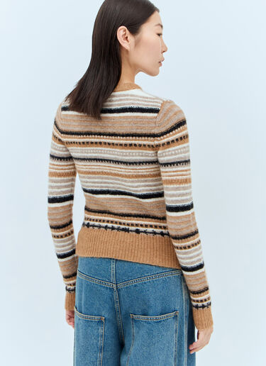 GANNI Stripe Wool-Blend Cardigan Beige gan0257020