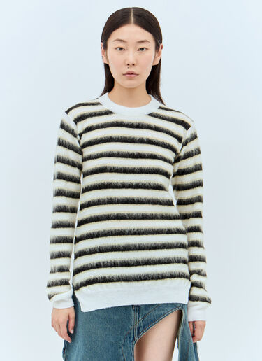 Marni Striped Wool-Mohair Sweater White mni0257008