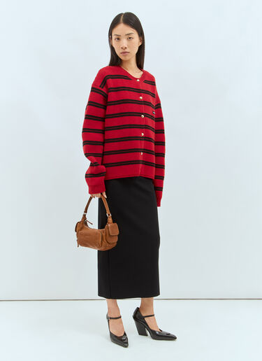 Miu Miu Stripe Cardigan Red miu0358001