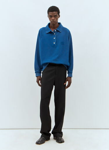 Miu Miu Logo Patch Polo Sweatshirt Blue miu0357002